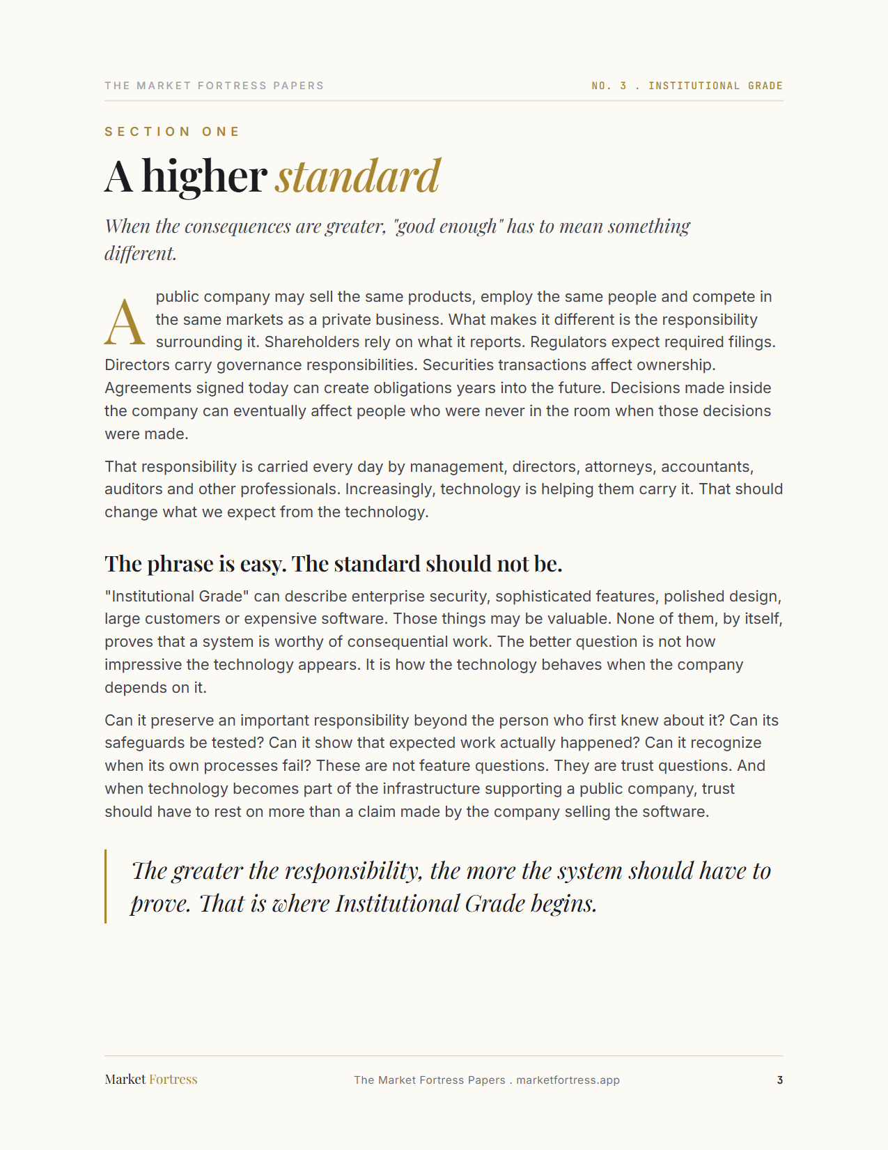 Institutional Grade, page 3