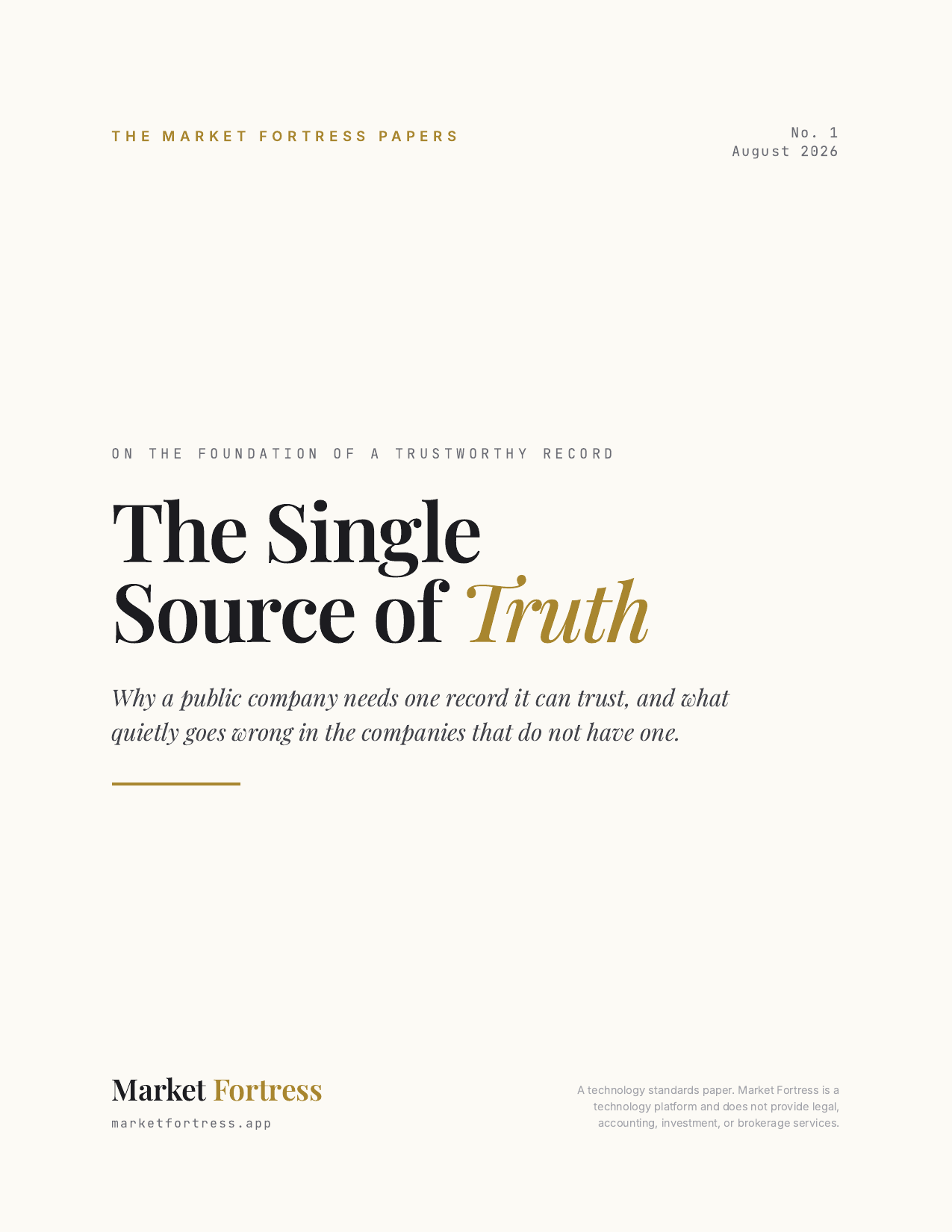 The Single Source of Truth, page 1